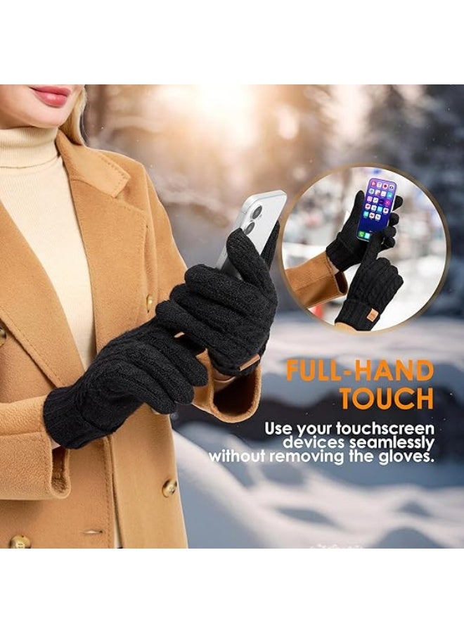 عربست قفازات الشتاء للنساء ، قفازات النساء الطقس البارد الحراري الدافئ الصوف الملفوفة ، قفازات شاشة اللمس لهدايا عيد الميلاد - Image 4