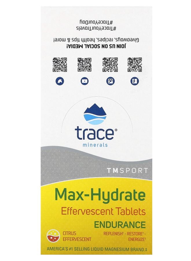 TRACE TM Sport Max-Hydrate Endurance Effervescent Tablets Citrus 8 Tubes 10 Tablets Each - Image 2