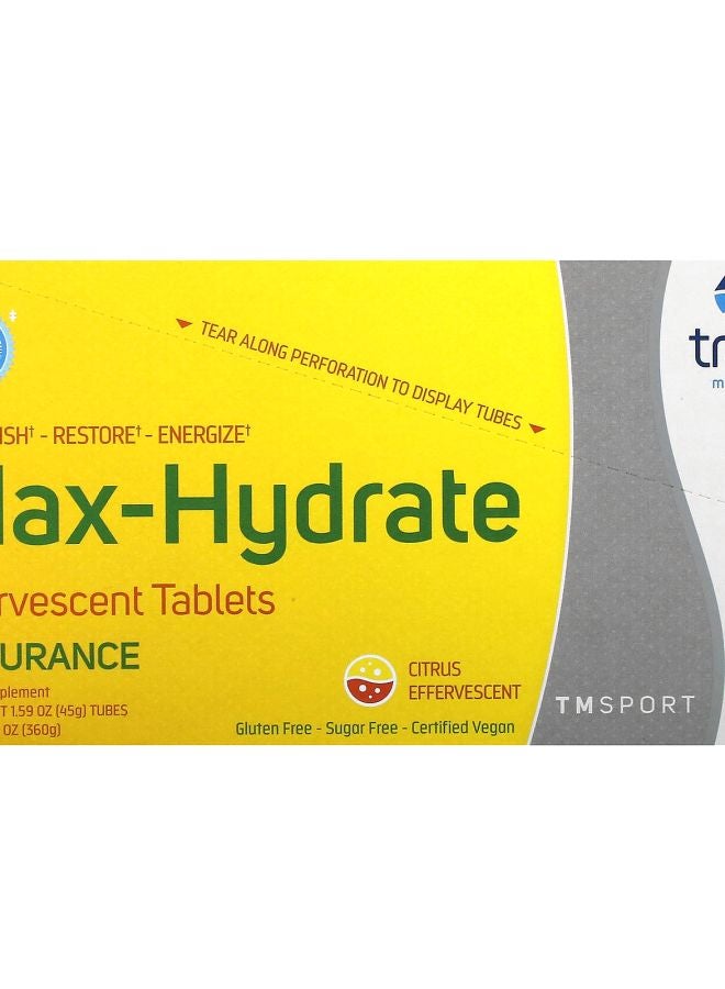 TRACE TM Sport Max-Hydrate Endurance Effervescent Tablets Citrus 8 Tubes 10 Tablets Each - Image 1