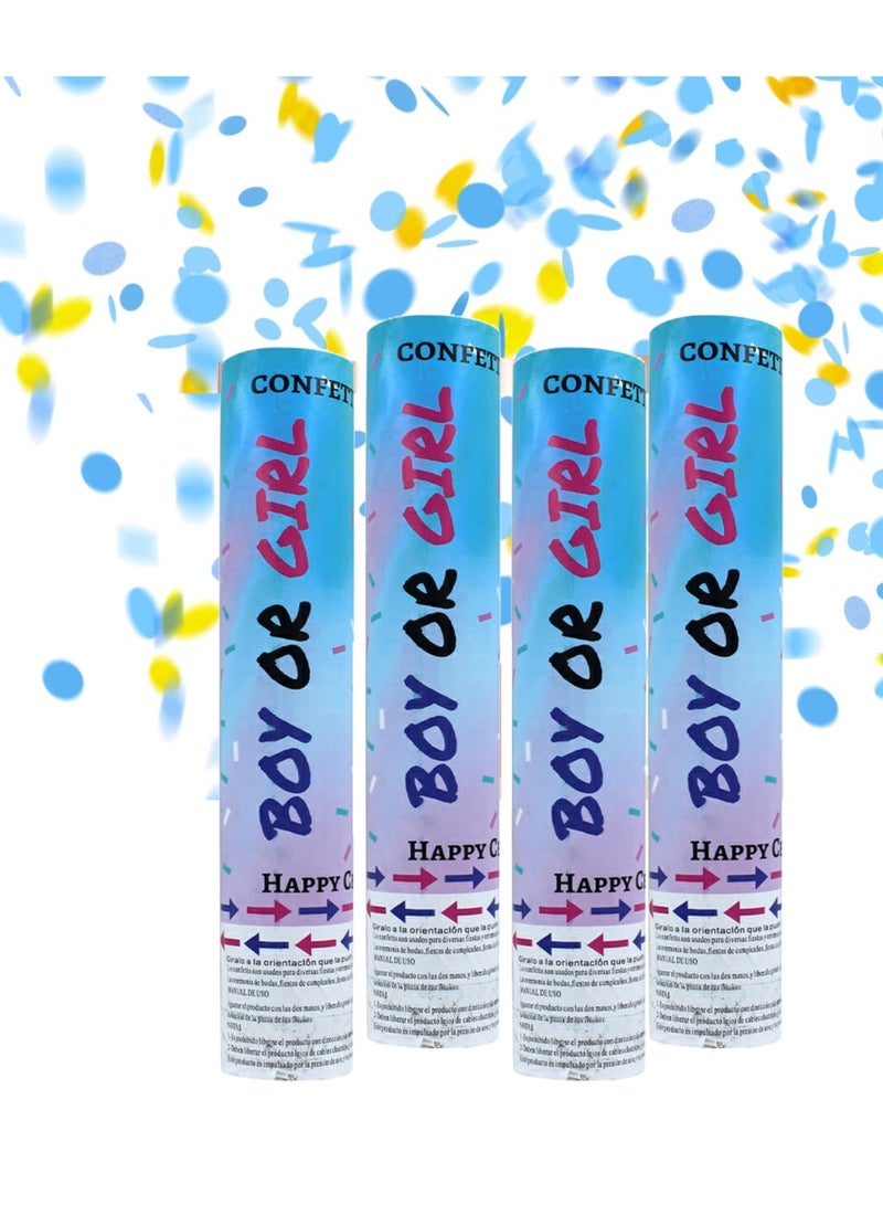 Blue Gender Reveal Confetti Cannon, 30 cm Party Poppers for Baby Boy Announcement - Image 4