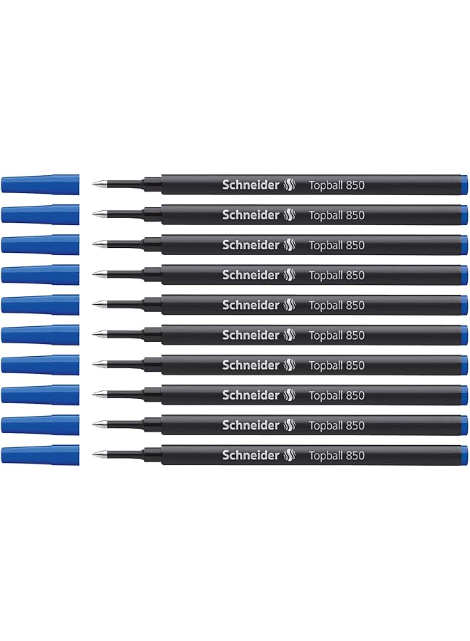 شنايدر عبوة حبر توببول 850 رولربال 0.5 ملم مقاس أوروبي علبة حبر زرقاء مكونة من 10 عبوات 8503 - Image 1