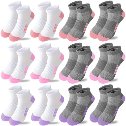 Bemeol Girls Socks 12 Pairs Ankle Athletic Socks Cotton Sports Sock For Little Big Kids(7-10 Years) - Image 1