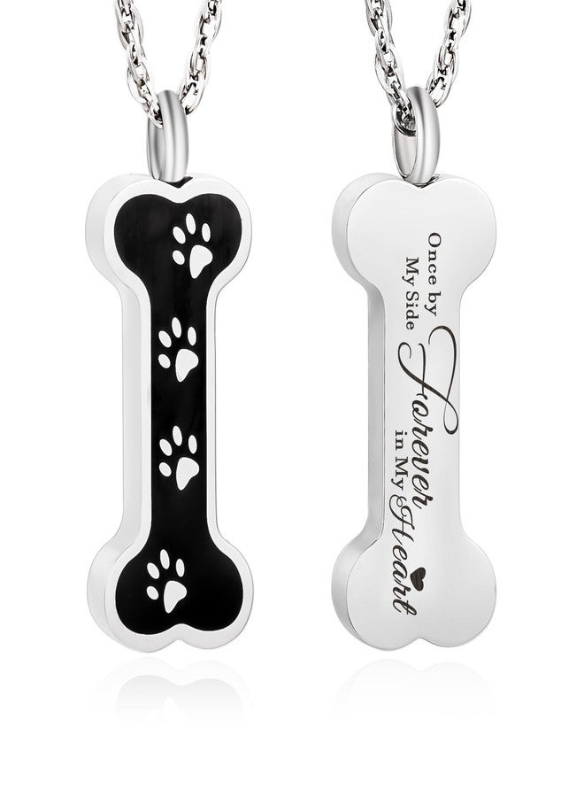 Gredstar Pet Ashes Urn Necklace Stainless Steel Memorial Pendant for Dog and Cat, Paw Print Keepsake, Cremation Jewelry, Pet Loss Sympathy Gift (Once by My Side Forever in My Heart) - Image 1