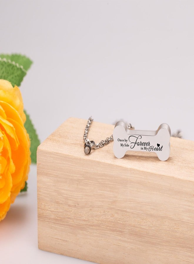 Gredstar Pet Ashes Urn Necklace Stainless Steel Memorial Pendant for Dog and Cat, Paw Print Keepsake, Cremation Jewelry, Pet Loss Sympathy Gift (Once by My Side Forever in My Heart) - Image 2