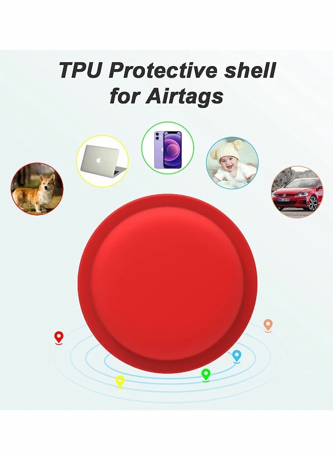 Generic - AirTag Case, AirTag Holder, AirTag Accessories, Silicone Pasteable, Waterproof-Anti-Scratch Sticker AirTag Case, Hidden Location Tracker, Air Tag Holder for Kids, for Apple Airtag, 2 Packs (Red) - Image 1