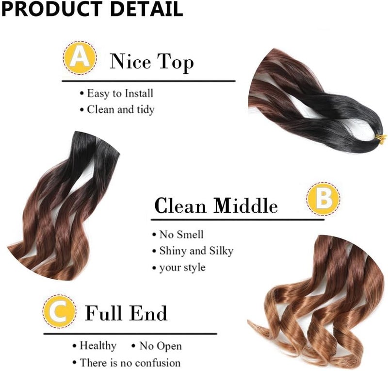 FALEMEI French Curly Braiding Hair 16 Inch 8 Packs - Pre Stretched Bouncy Braiding Hair- Loose Wavy Synthetic Hair Extensions for Black Women (16 inch 8 packs, 4#) - Image 4