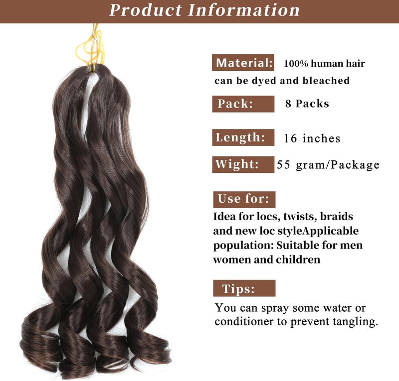 FALEMEI French Curly Braiding Hair 16 Inch 8 Packs - Pre Stretched Bouncy Braiding Hair- Loose Wavy Synthetic Hair Extensions for Black Women (16 inch 8 packs, 4#) - Image 3