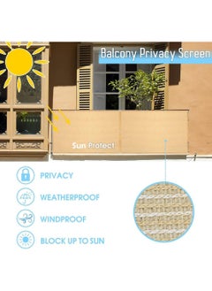 LINGWEI Balcony Privacy Screen Fence Cover 90 x 500CM Sand Mesh UV Protection Shade Cloth for Apartment, Patio, Backyard & Outdoor Use Includes Cable Ties & Rope  - Image 4