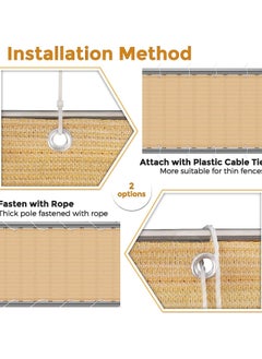 LINGWEI Balcony Privacy Screen Fence Cover 90 x 500CM Sand Mesh UV Protection Shade Cloth for Apartment, Patio, Backyard & Outdoor Use Includes Cable Ties & Rope  - Image 5