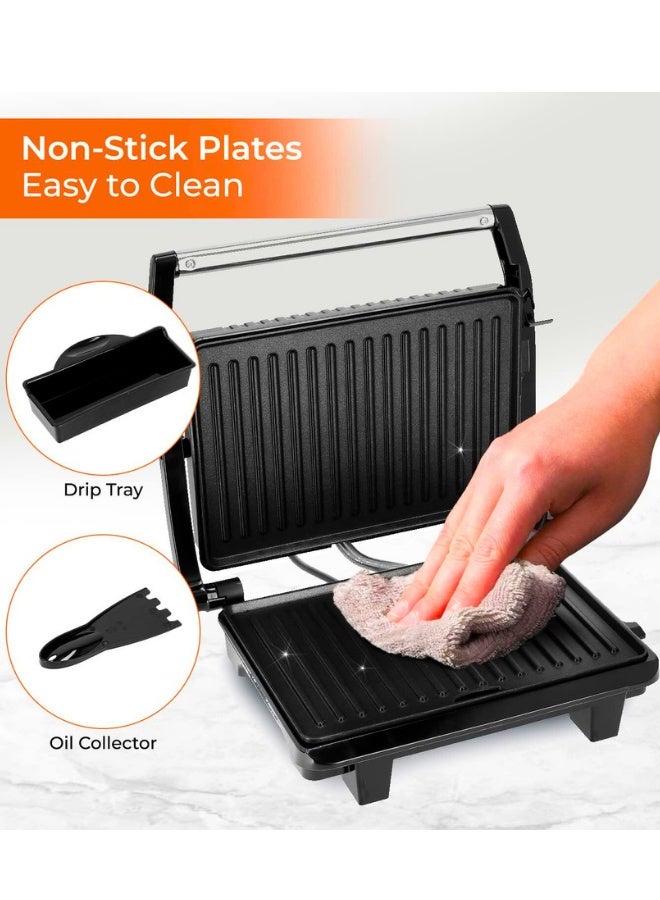 Chase Up Stainless Steel Grill Maker, Power and Ready Light, GGM5394 | Non-Stick Cooking Plate | Easy to Clean | Practical Cable Winding | Lid Locking for Space-Saving Vertical Storage | Pilot Light - Image 4