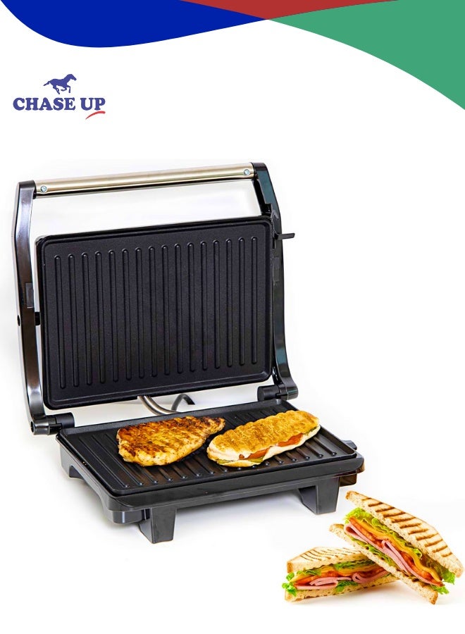 Chase Up Stainless Steel Grill Maker, Power and Ready Light, GGM5394 | Non-Stick Cooking Plate | Easy to Clean | Practical Cable Winding | Lid Locking for Space-Saving Vertical Storage | Pilot Light - Image 1