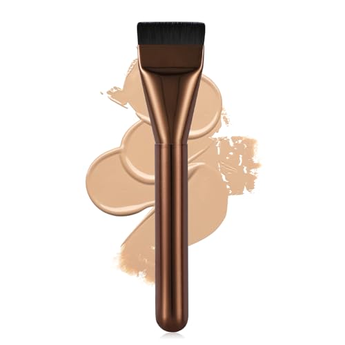 BEAUTYFACTOR Flat Foundation BrushKorean Makeup Brush Spatula Facial Brush for Liquid FoundationPremium Face Makeup Brush for Blending Cream Coffee - Image 1