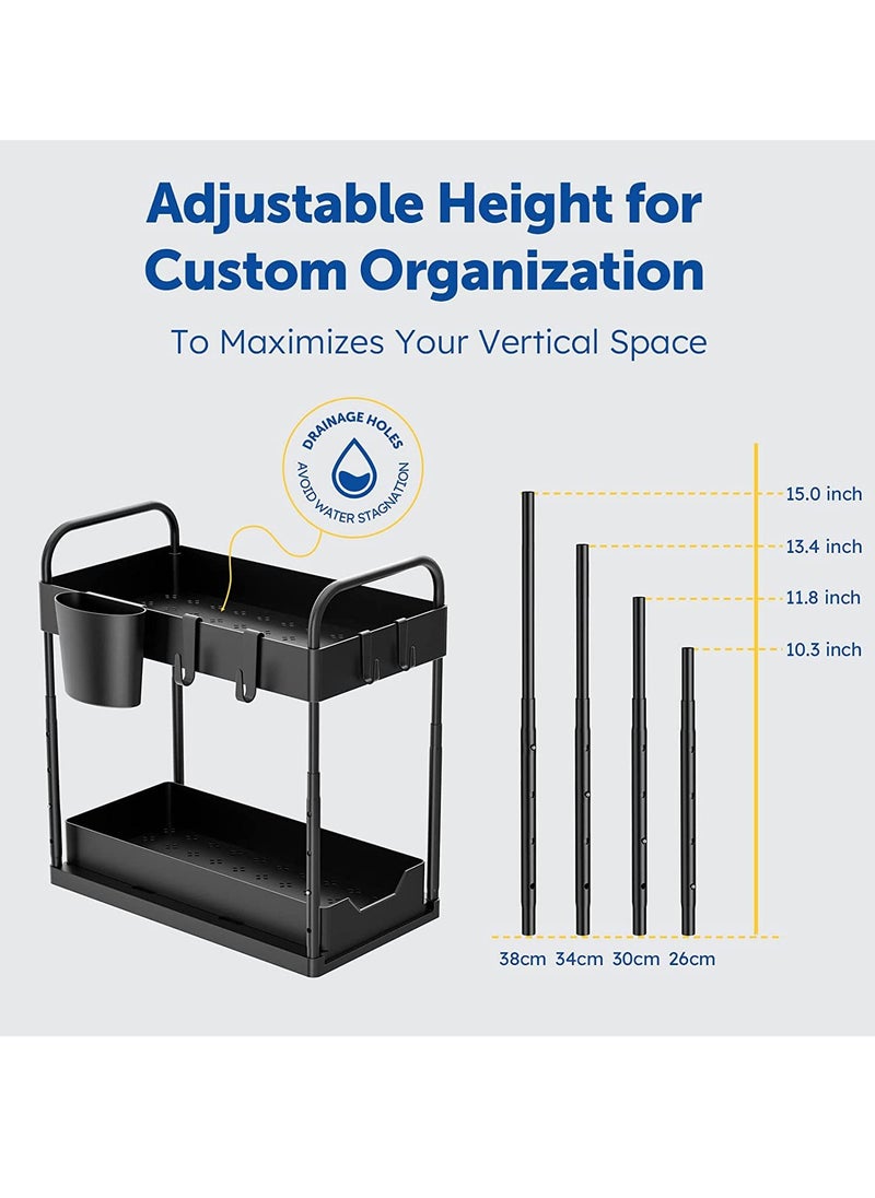 Double Layer Pull-out Storage Rack for Sink, 2 Tier Multi-purpose Kitchen Under the Sink Organizer Under Bathroom Sink Shelf Storage Rack for Countertop Laundry -Black - pzsku/Z898B9BFD852DA1F910BFZ/45/_/1709184796/295e05ac-5e72-4046-a2b4-a914082f36ea