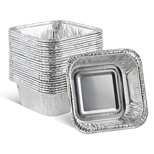 PLASTICPRO Disposable 3 X 3 X 2 Inch Square Aluminum Tin Foil Baking Pans Bakeware  Cookware Perfect for Baking CakesBrowniesBread Meatloaf Lasagna Pack of 25