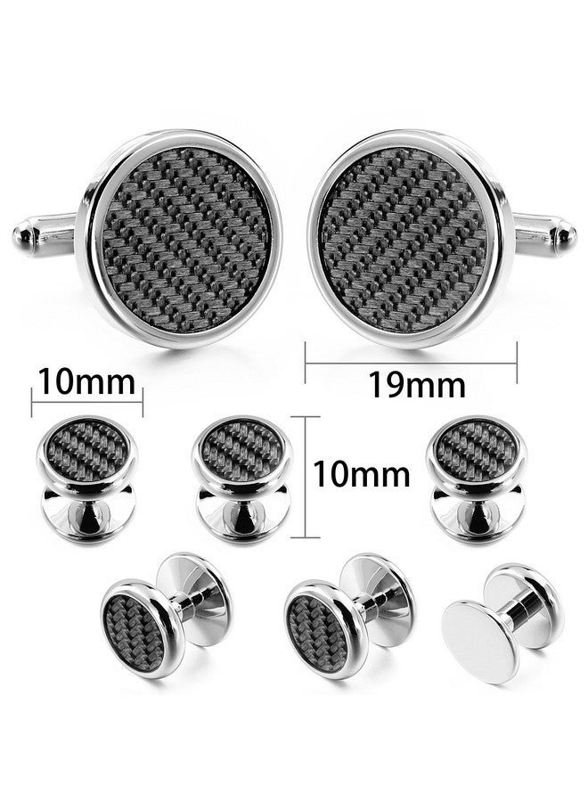 HAWSON Mens Cufflinks And Tuxedo Studs Set In Gift Box (Carbon Fiber), Jewelry Or Accessories In Gold Silver Black Tone, Matching With Shirts Vest And Bow Tie, Suitable For Birthday Wedding Anniversary - Image 4