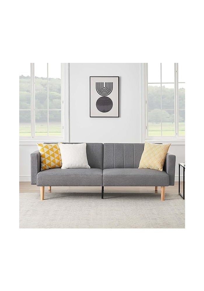 AROMA HOMES Linen Sofa Bed – Compact & Stylish Foldable Double Sofa for Small Spaces, Living Room & Guest Room (Dark Grey) - Image 1