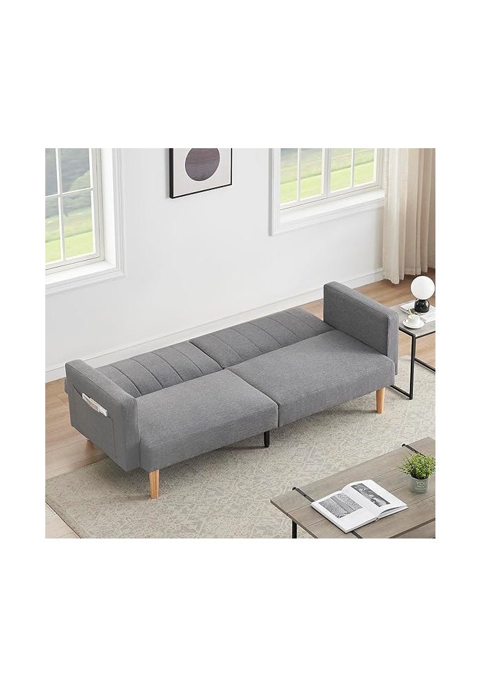 AROMA HOMES Linen Sofa Bed – Compact & Stylish Foldable Double Sofa for Small Spaces, Living Room & Guest Room (Dark Grey) - Image 3