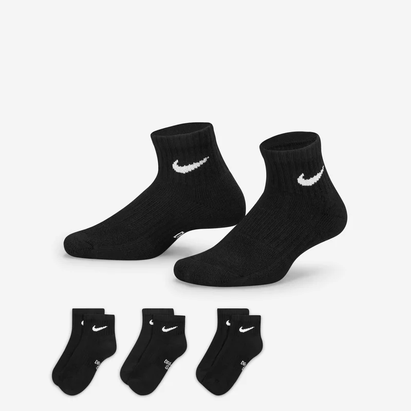 Nike Performance Cushioned Quarter Socks - 3 Pair (Older Kids)