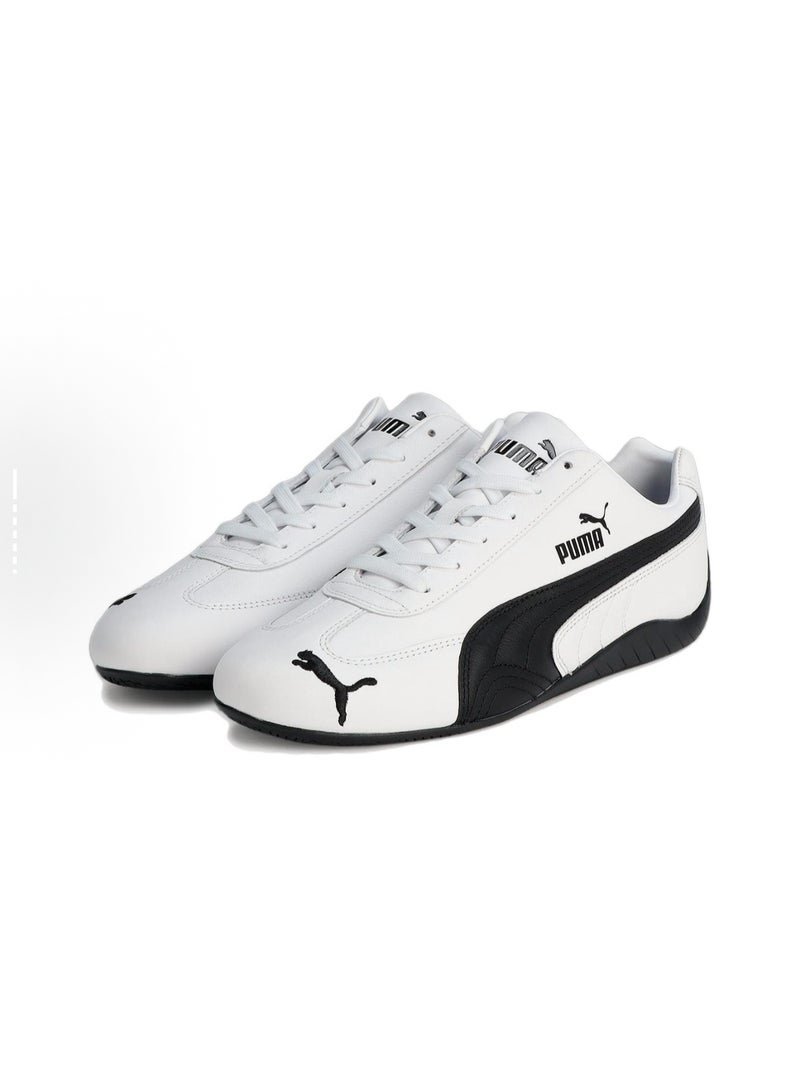 Puma Classic White and Black Racing Shoes Low-Top Leather Retro Casual Sneakers for Men and Women - Image 1
