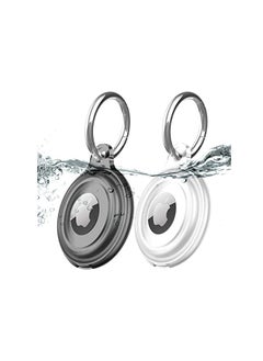 ماركة غير محددة قطعتين من نوع أبل AirTags الغطاء الواقي ، مع سلسلة المفاتيح ، قوس المسار ، IPX8 شفافة للماء الغطاء الواقي - أبيض + أسود  - Image 2