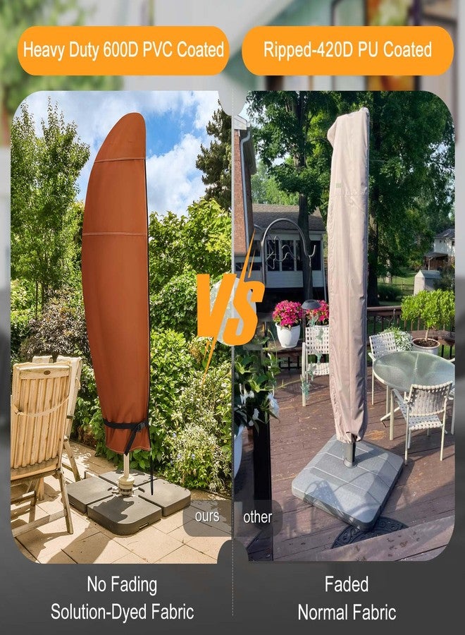 NettyPro Patio Umbrella Cover Outdoor Waterproof Cantilever Parasol Banana Umbrella Cover Fits 12ft to 14ft, Black - Image 3