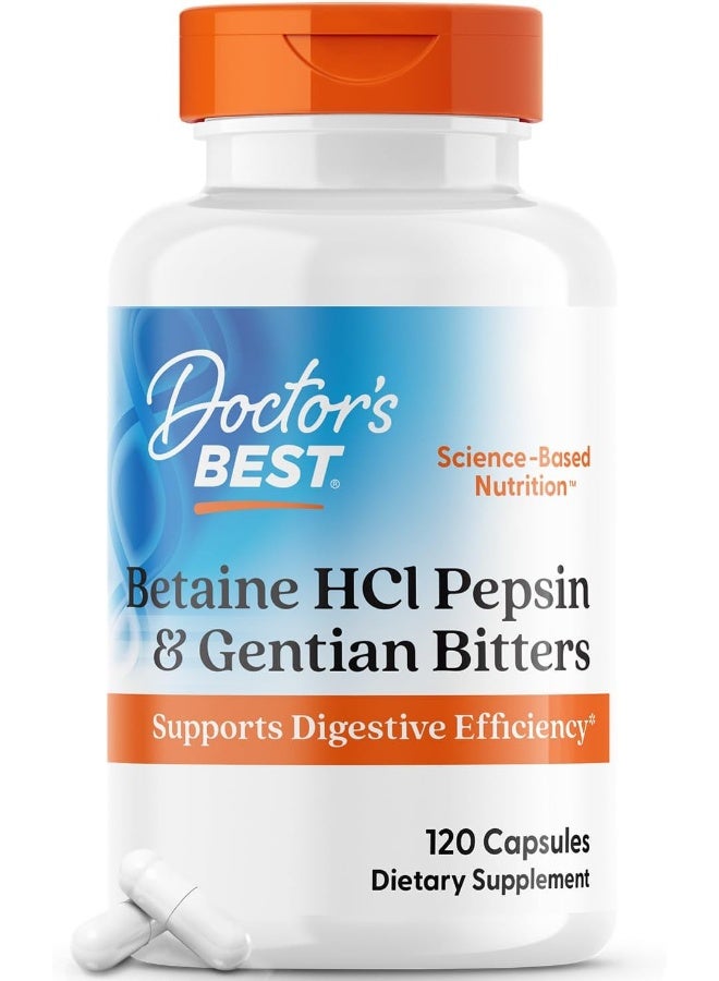 Doctor's Best Betaine HCL Pepsin & Gentian Bitters (120 Caps) - Image 1