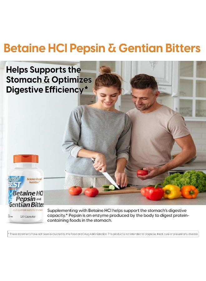 Doctor's Best Betaine HCL Pepsin & Gentian Bitters (120 Caps) - Image 4