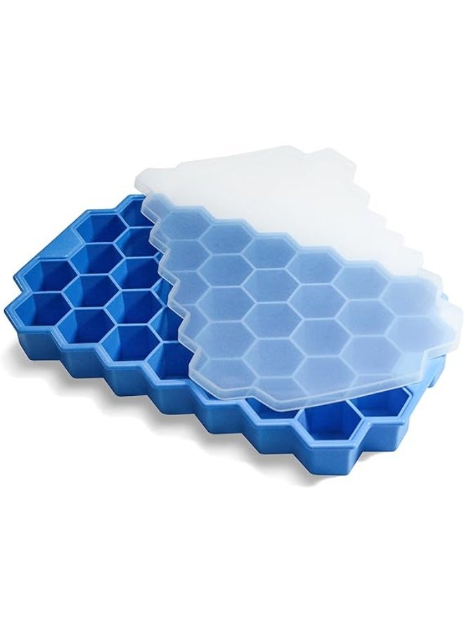 37-Cube Blue Silicone Ice Cube Tray – Flexible Stackable Freezer Ice Mold with Easy Release Design - Image 1