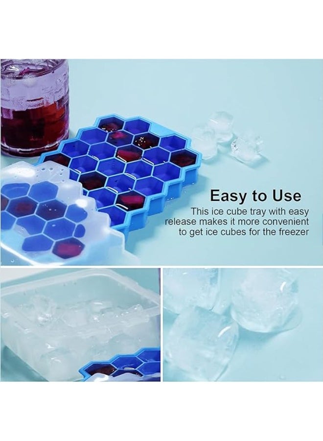 37-Cube Blue Silicone Ice Cube Tray – Flexible Stackable Freezer Ice Mold with Easy Release Design - Image 3