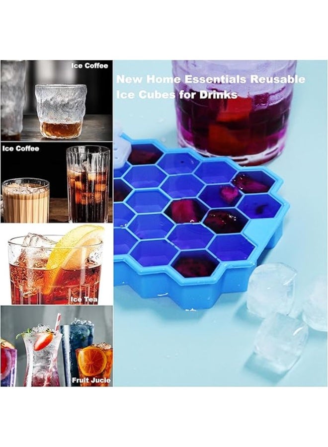 37-Cube Blue Silicone Ice Cube Tray – Flexible Stackable Freezer Ice Mold with Easy Release Design - Image 4