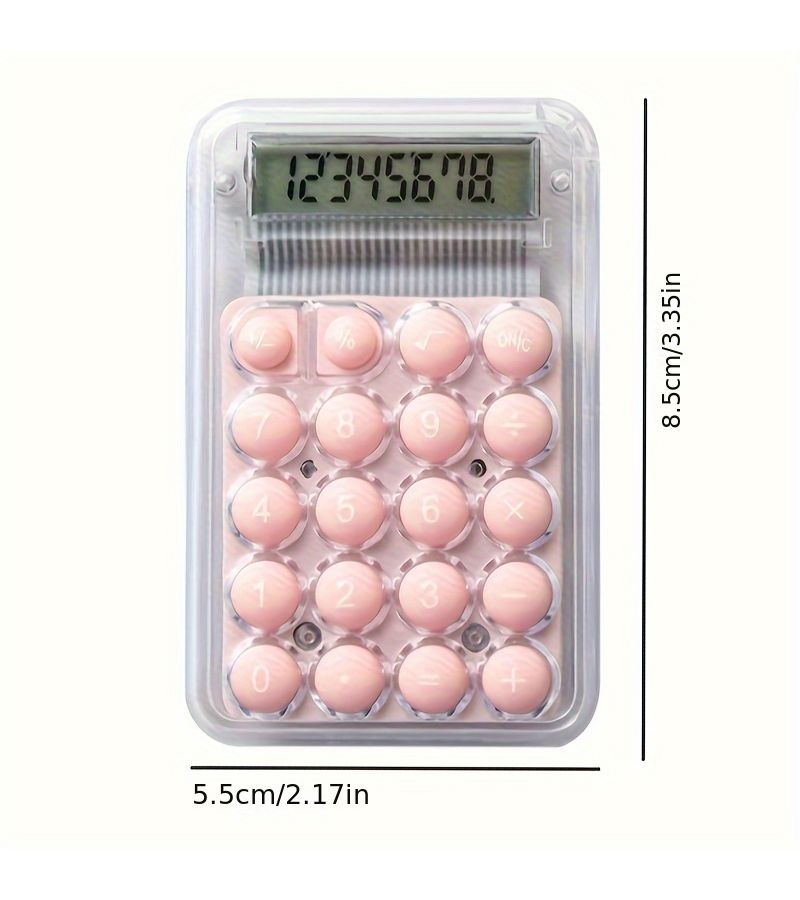 White Mini Pocket Calculator Portable Cute Palm Size Office Calculator - Image 2