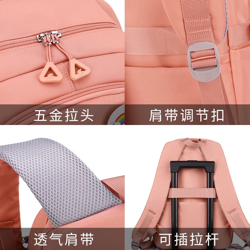 Natural Fish Backpack Female Grade 3, 4, 5 And 6 Primary School Student Schoolbag Rabbit Ears Large Capacity Junior High School Student Backpack - Image 5