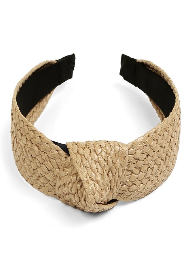 Huachi Knotted Headbands for Women Summer Trendy Straw Headband with Knot, 3PCS Women Boho Head Band for Beach Vacation Fashion Hair Accessories - Image 3
