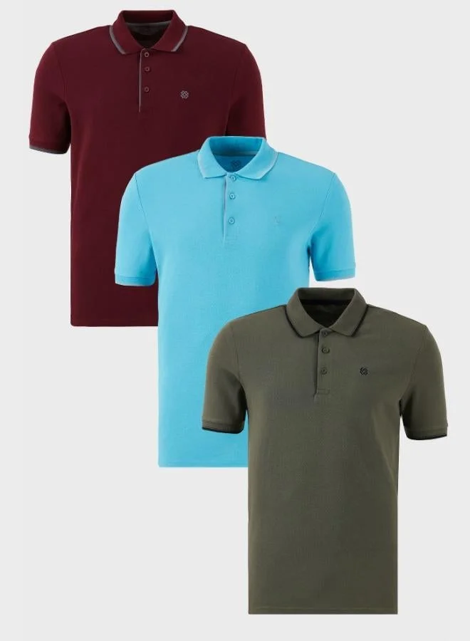 بوراتي تيشيرت رجالي بولو قطن ضيق مخطط  قطع