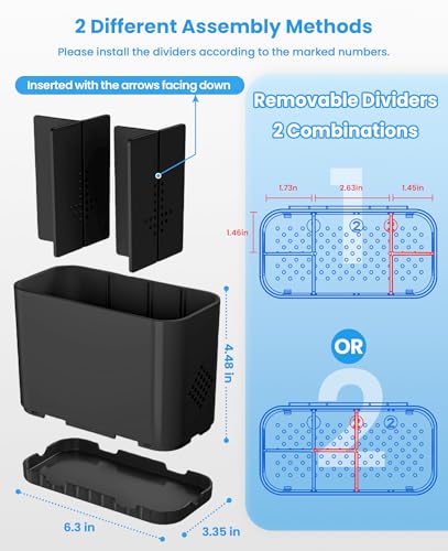 Homtalker Toothbrush and Toothpaste Holders for Bathrooms Countertop - Detachable 5 Slots Kids Electric Toothbrush Holders Set Wall Mounted with Removable Dividers for Bathroom Decor and Accessories Organizer - Image 2