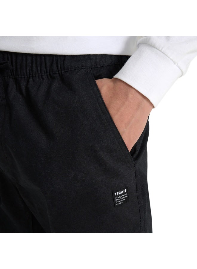 Termit Men's Black/Grey Joggers – 98% cotton, 2% elastane, Slim Fit, Adjustable Drawstring, 3 Pockets, Perfect for Active City Walks & Skateboarding - Image 2
