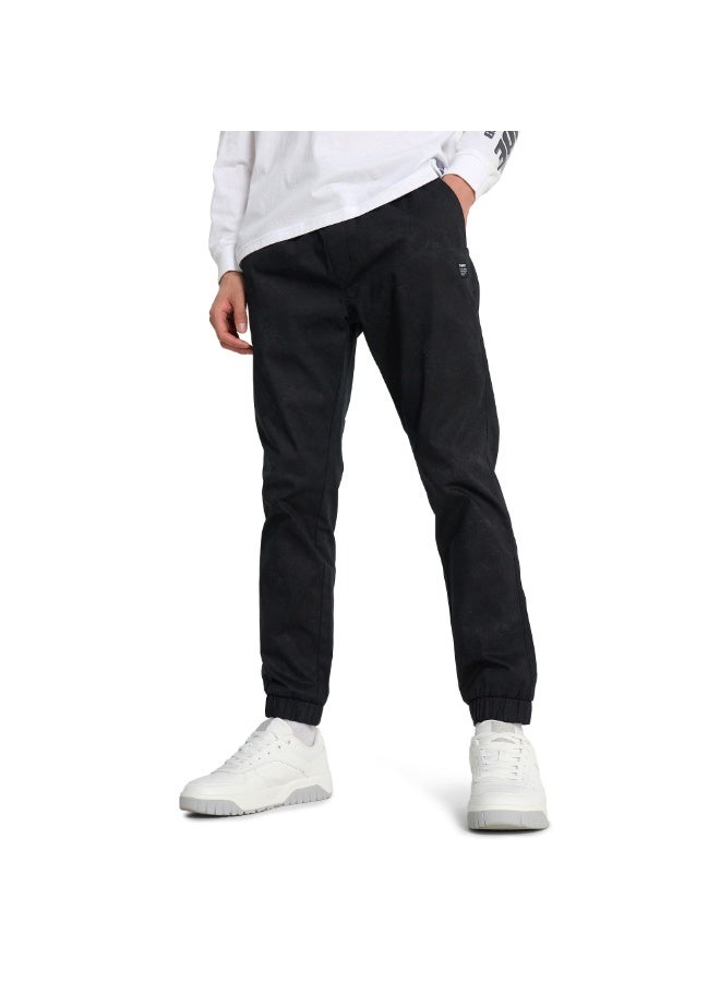 Termit Men's Black/Grey Joggers – 98% cotton, 2% elastane, Slim Fit, Adjustable Drawstring, 3 Pockets, Perfect for Active City Walks & Skateboarding - Image 1