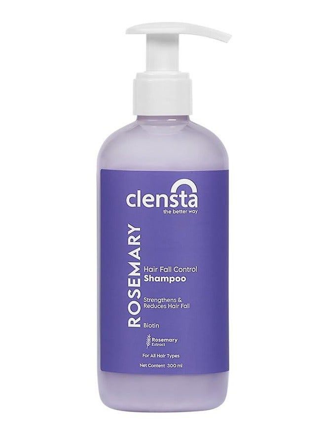 Clensta Rosemary Hair Fall Control Shampoo with Biotin for Reducing Hair Loss, Breakage & Daily use |All Hair Types | Men & Women | Sulfate & Paraben Free 300ml - Image 1