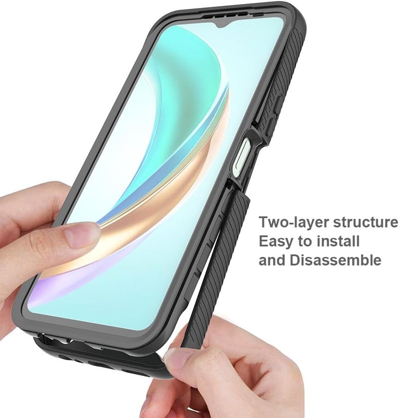 زيني غطاء لهاتف Honor X6b، حماية صدمات 360 درجة مع حماية شاملة وواقي شاشة مدمج، غطاء خارجي متين بإطار، أزرق داكن - Image 3