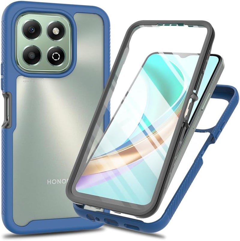 زيني غطاء لهاتف Honor X6b، حماية صدمات 360 درجة مع حماية شاملة وواقي شاشة مدمج، غطاء خارجي متين بإطار، أزرق داكن - Image 1
