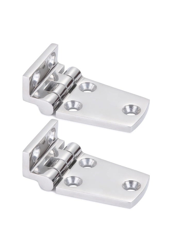 Heavy Duty Boat Hinge, 2pcs Cabinet Deck Cabinet Boat Hinge, Steel Mirror Polished Marine Hinge Hatch Offset Short Side SUS316(1.51 inch x 2.62 inch)  - Image 1