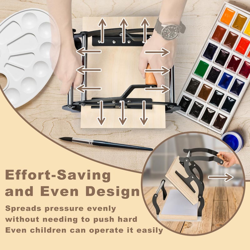 TOPOWN Linocut Printing Hand Lever Press Machine, Linocut Press Machine, Manual Hand Lever Printing Press for Linoleum Blocks with Felt Pad(fit up to 25mm Thick Blocks, A4, Black) - Image 5