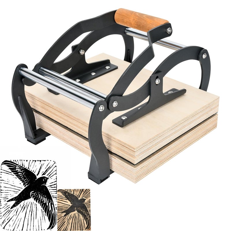 TOPOWN Linocut Printing Hand Lever Press Machine, Linocut Press Machine, Manual Hand Lever Printing Press for Linoleum Blocks with Felt Pad(fit up to 25mm Thick Blocks, A4, Black) - Image 1