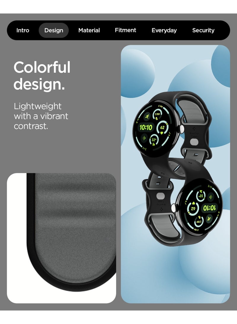 Spigen Nano Pop for Google Pixel Watch 4 / 3 (45mm) Band Adjustable Soft Waterproof Silicone Strap - Black Sesame - Image 3