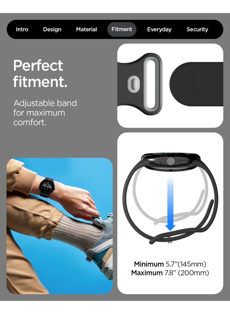 Spigen Nano Pop for Google Pixel Watch 4 / 3 (45mm) Band Adjustable Soft Waterproof Silicone Strap - Black Sesame - Image 5