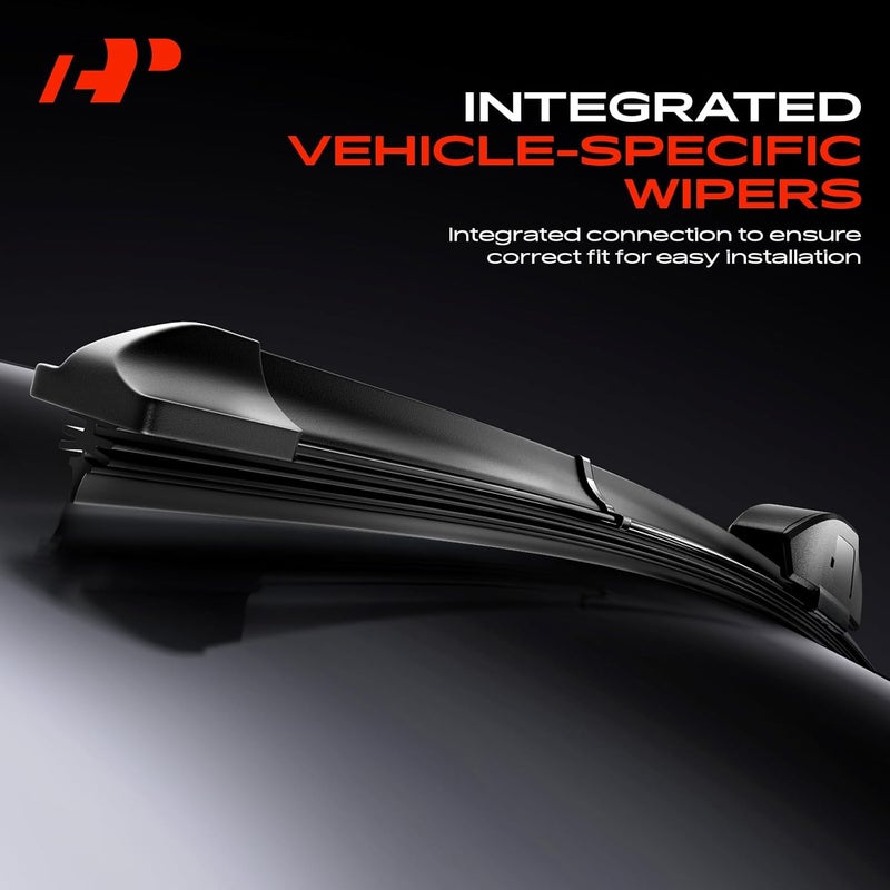 A-Premium Windshield Wiper Blades with Wear Indicator & Towel - Compatible with Honda Pilot 2016-2022 - Front Rear Wipers Blade Set for 26"/24"/14", Hook/RL3 Arm Connector, Pack of 3 - Image 3