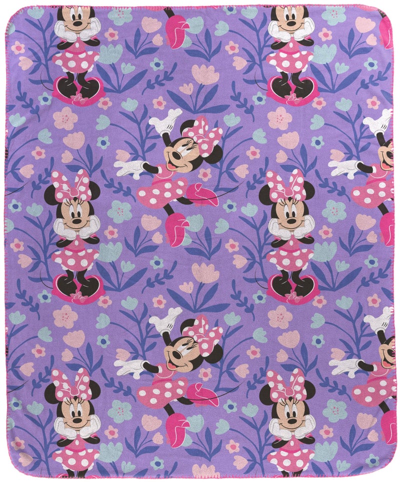 Jay Franco Kids Plush Throw Blanket â€“ Soft & Cozy Fleece Throw for Bedroom & Couch DÃ©cor, Official Licensed Product, Purple - Minnie Mouse, 40x50 - Travel Blanket - Image 1