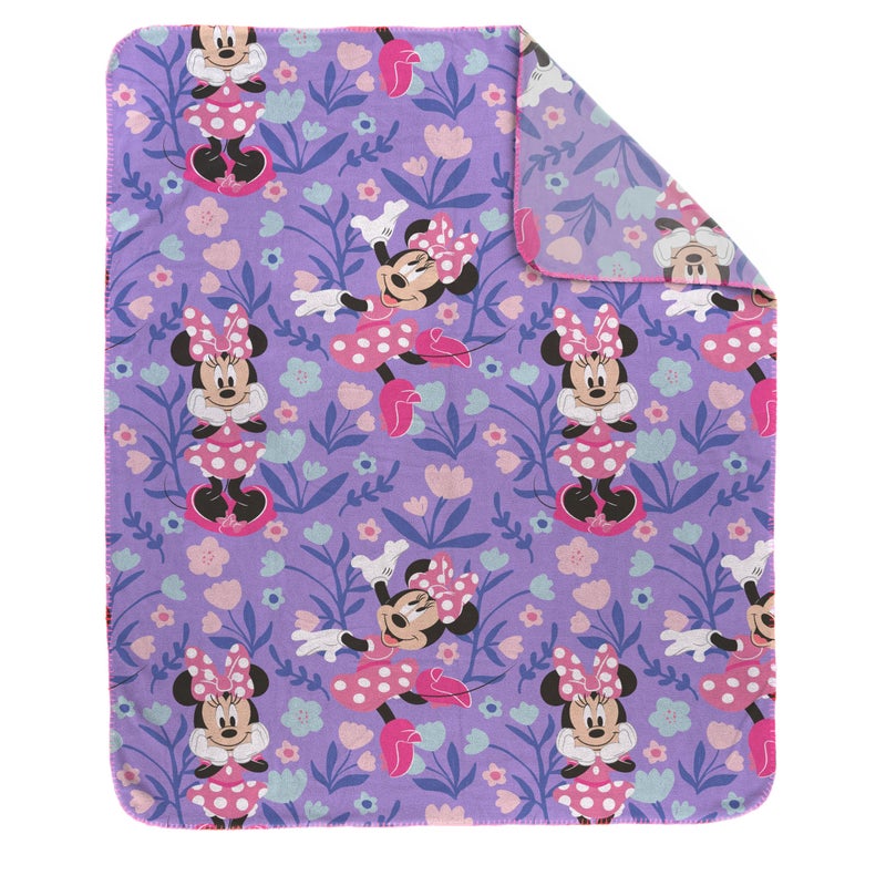 Jay Franco Kids Plush Throw Blanket â€“ Soft & Cozy Fleece Throw for Bedroom & Couch DÃ©cor, Official Licensed Product, Purple - Minnie Mouse, 40x50 - Travel Blanket - Image 2