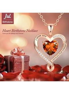 Zifeel Infinity Heart Pendant 925 Sterling Silver, Rose Gold Birthstone Necklace  - Image 4