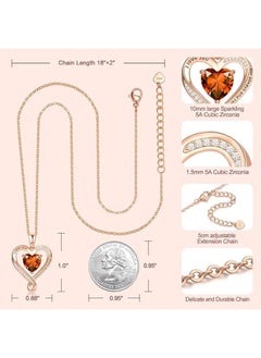 Zifeel Infinity Heart Pendant 925 Sterling Silver, Rose Gold Birthstone Necklace  - Image 5